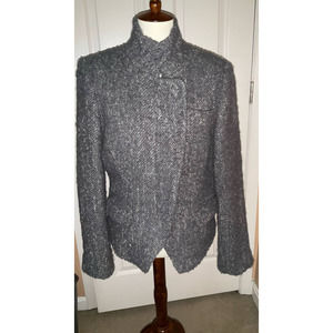 Banana Republic Tweed Wool Blend Asymmetrical Zip Jacket